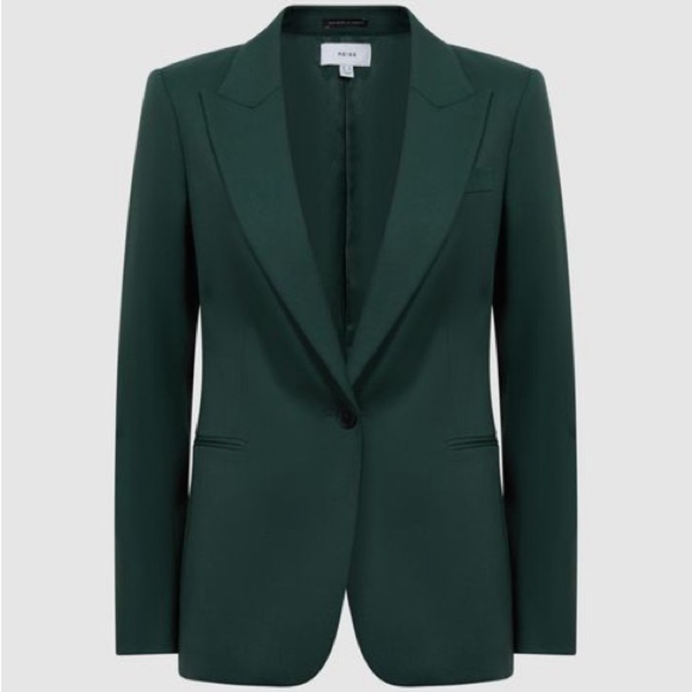 NWT Reiss Jade Bottle Green Single Breasted Suit Jacket/Blazer in US Sz 6